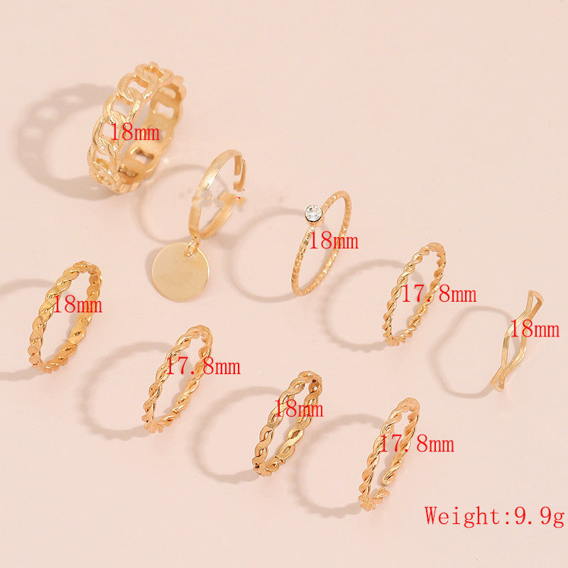 Vintage Geometry Ring Set Fashion Rings For Everyday Wear Zinc Alloy Rings AllmatchPersonalizedJewelry SetVintage Style