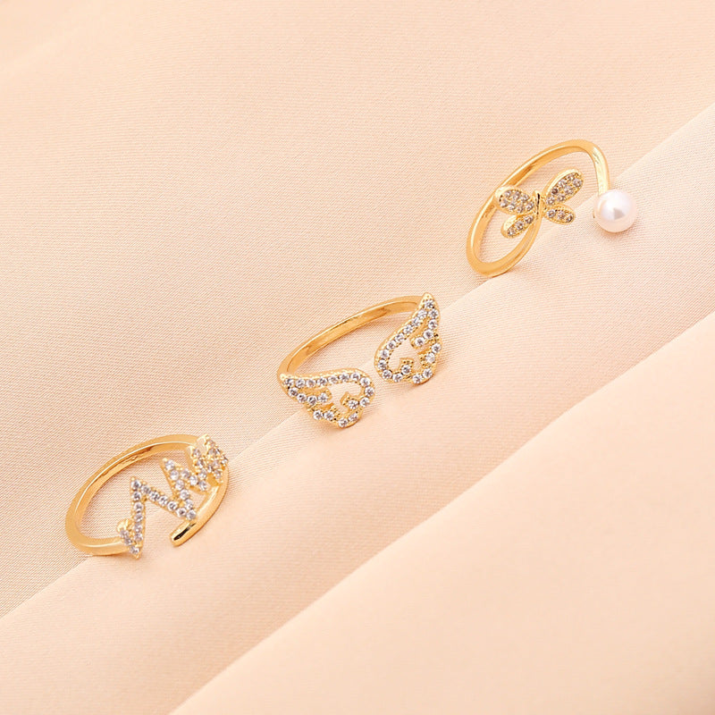 Womens Metal Rings Angel Butterfly Lightning Designs Adjustable Open Jewelry For Festivals And Fashion Accessories