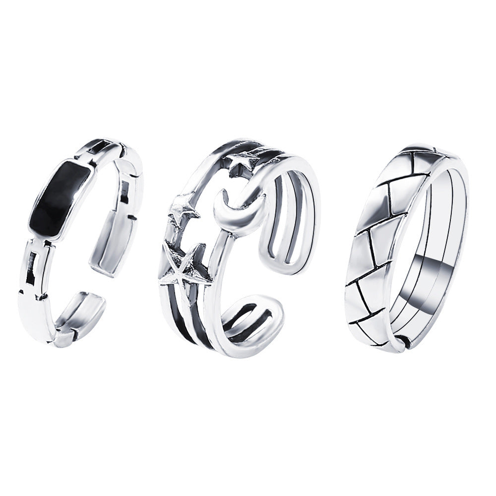 Geometric Star Moon Alloy Rings Set Of Electroplated Rings Retro European American Fashion Jewelry Ring Simple