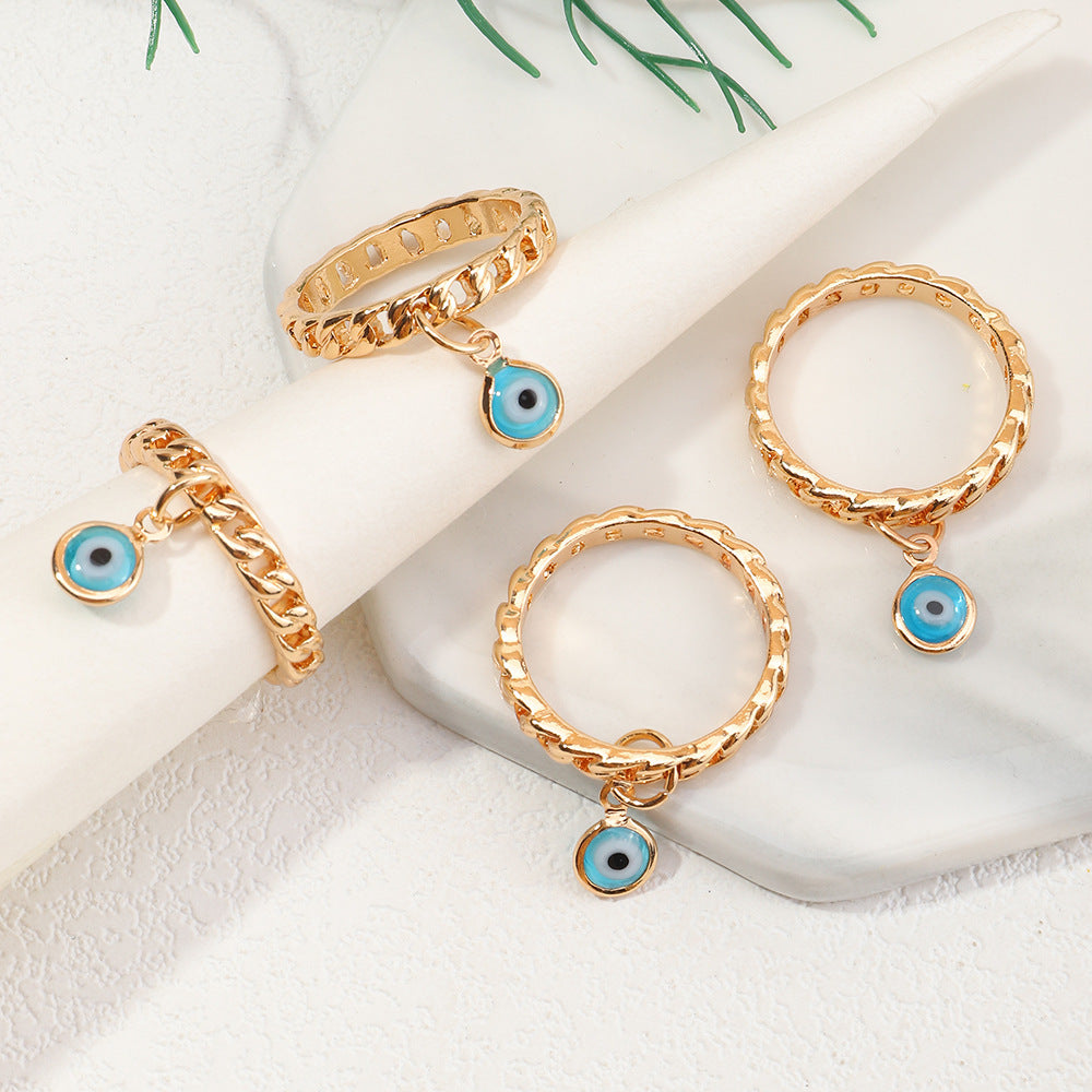 Street Punk Demon Eye Pendant Ring Bar Knot Alloy Ins Style Jewelry for Men Women Gift Trendy Gothic Accessory