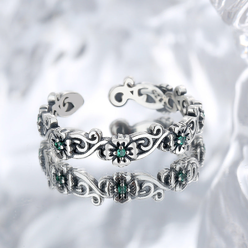 Sterling Silver Rose Flower Ring For Women Distressed Retro Style Fashion Ring Gift For Her Elegant Rose Finish