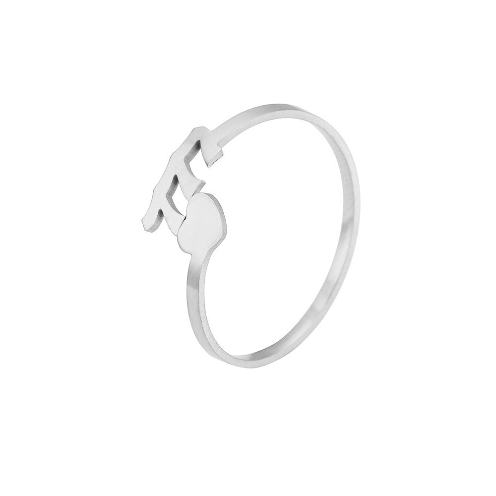 Stainless Steel Number Ring Personalized Fashion Minimalist Ring Electroplated Steel Band Gold Or Silver Finish