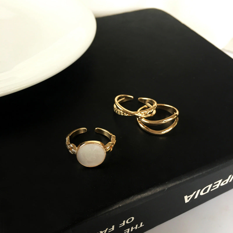 Geometric Ring Set for Women Alloy Rings for Index Finger European American Style Temperament Jewelry Set Gold