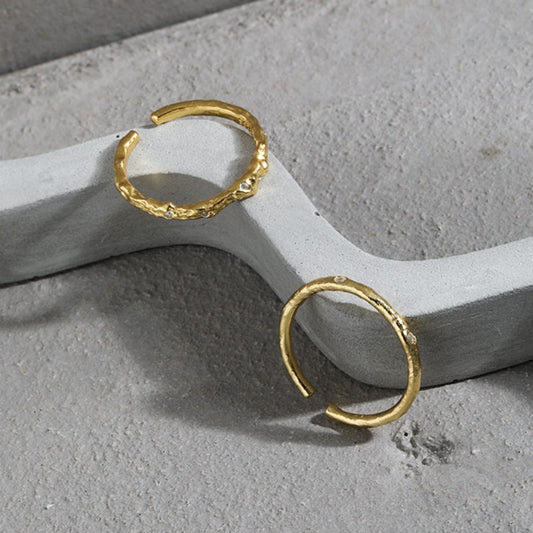 Silver Ring With Irregular Micro Inlaid Zircon Texture For Women Adjustable Opening With Durable Quality Shine