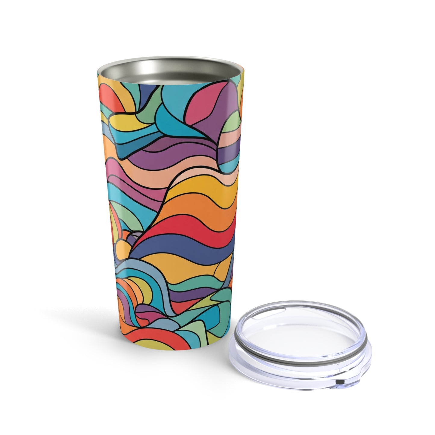 20 Oz Stainless Steel Tumbler With Printed Design Double Wall Insulation Travel Mug Hot And Cold Easy To Clean
