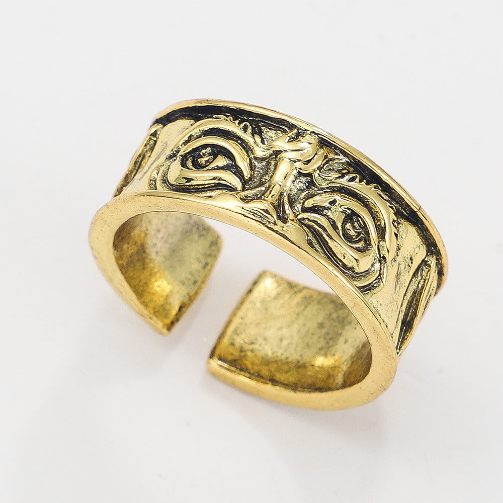 Unisex Alloy Open Mouth Ring Geometric Brushed Cord Band