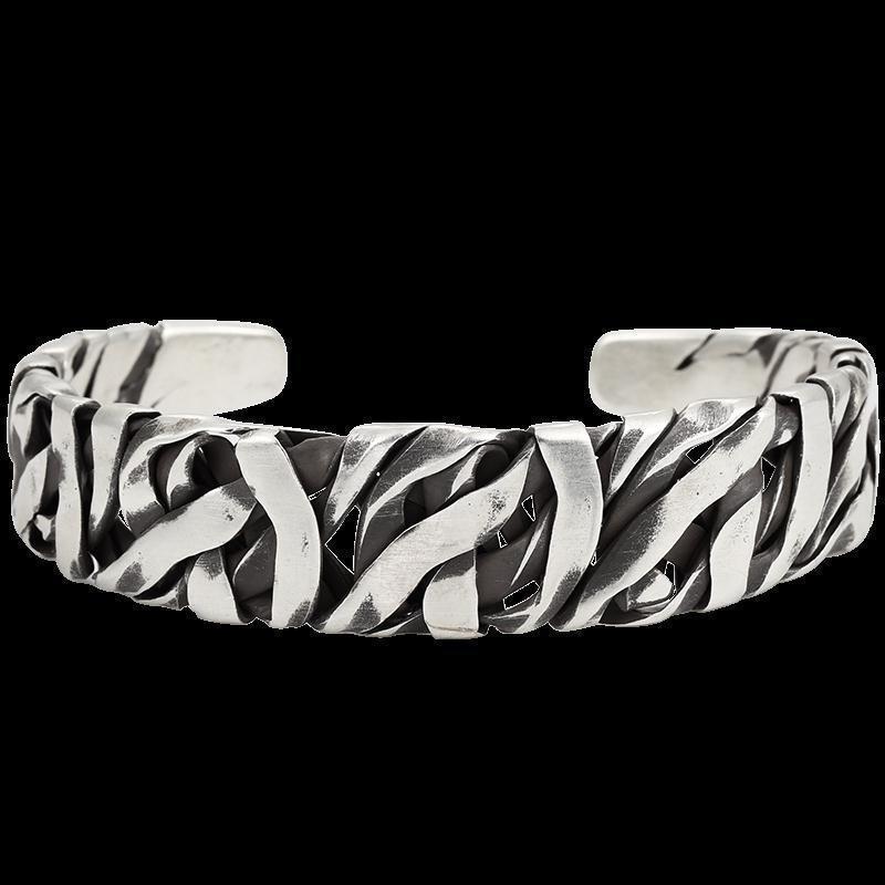 Men Copper Silver Plated Bracelet Twist Bamboo Knotted
