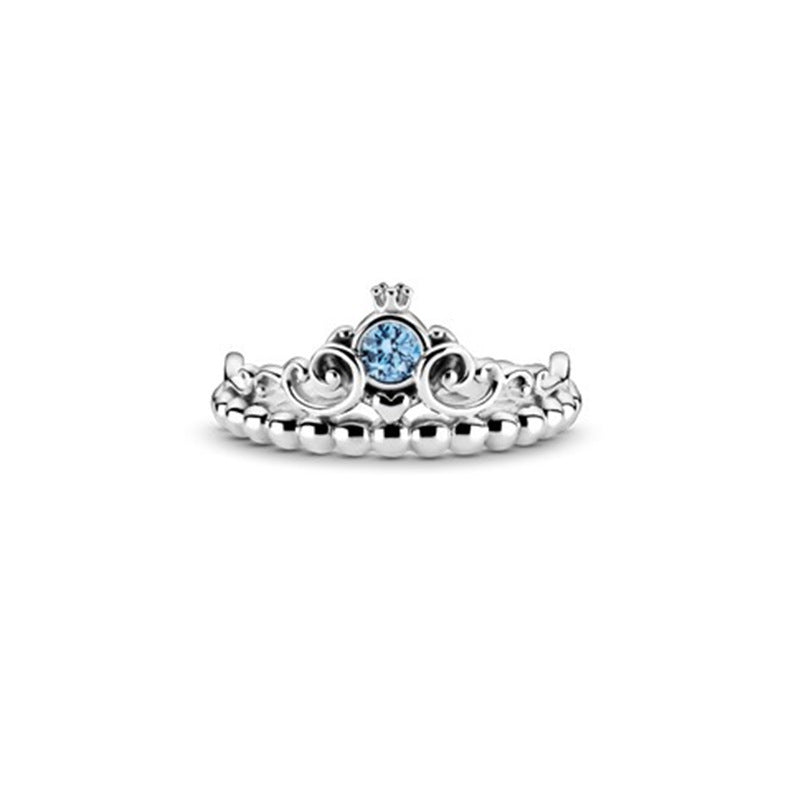 Women Sterling Silver Ring with Diamond Crown Setting for Anniversary Fashions All Match Winter Style Timeless