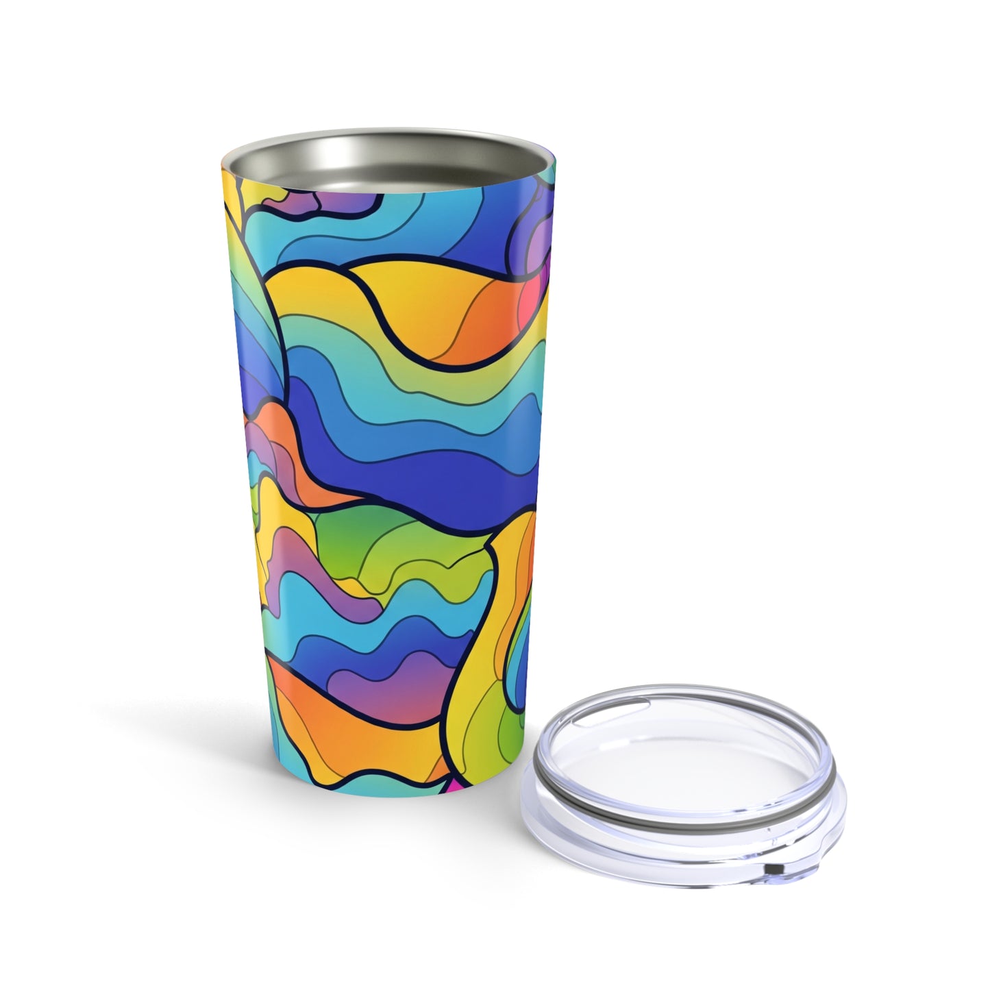 20 Oz Double Wall Vacuum Insulated Stainless Steel Coffee Tumbler With Thermal Control And Artistic Print Design