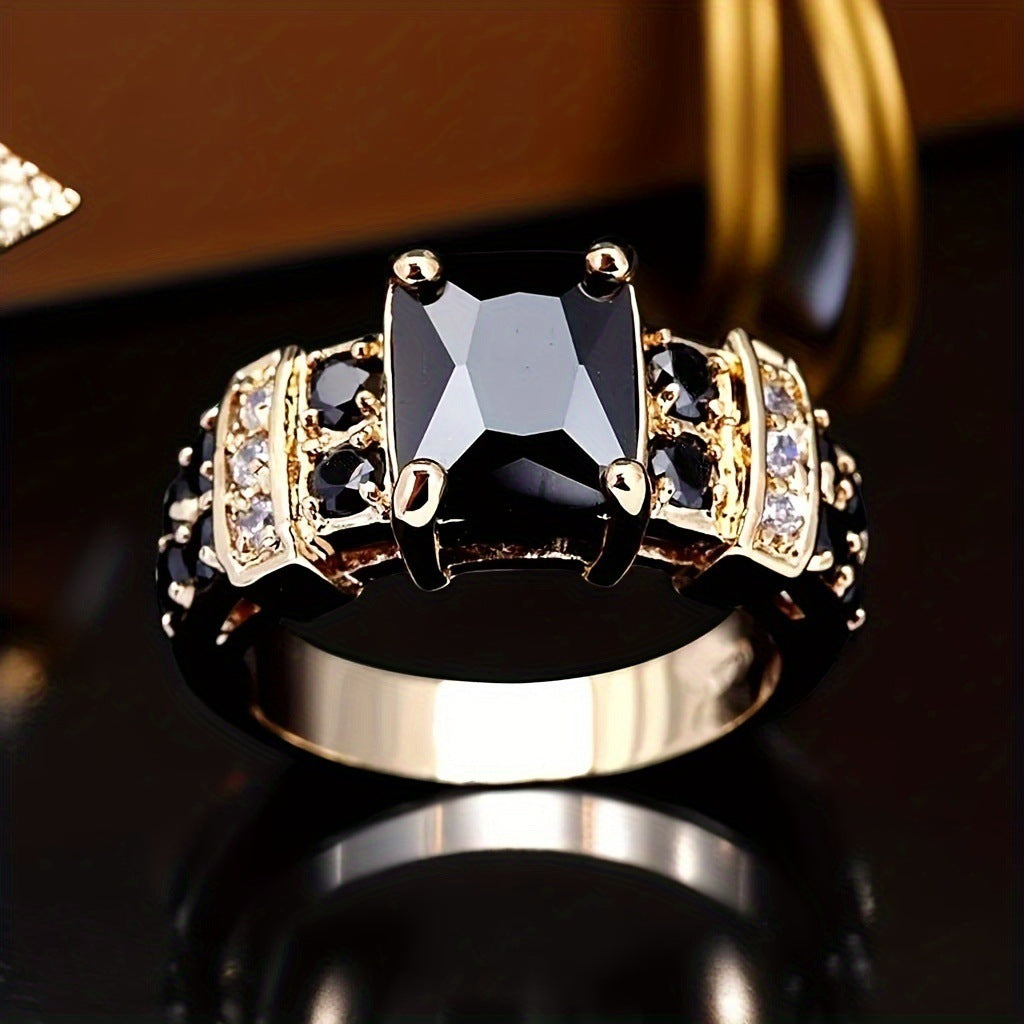 Sapphire Zircon Ring Colorful Explosion Design Copper Band Geometric European Style Sizes 6 7 8 9 10 Chic Ring