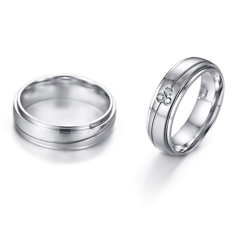 Couple Rings Titanium Steel Electroplated Geometric Style Korean Promise Bands For Lovers Anniversary Gift Set