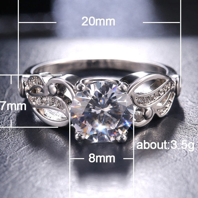 Openwork Claw Ring With White Zircon Stone Copper Plated Silver Fashion Jewelry Gift For Her Elegant Accessory