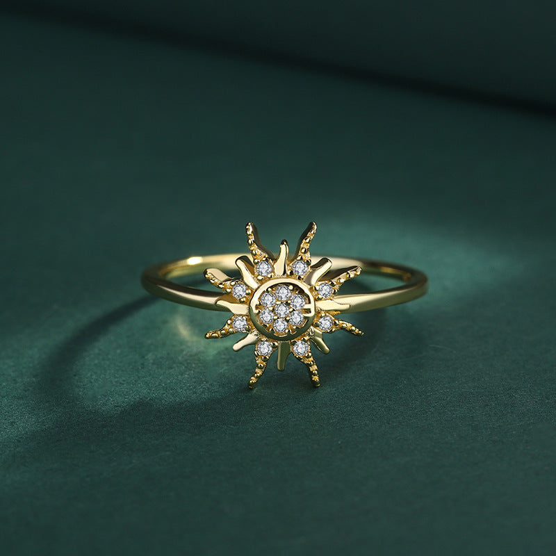 Silver Sunray Design Ring Electroplated Jewelry For Women Sizes 6 7 8 Everyday Wear And Special Occasions Gift