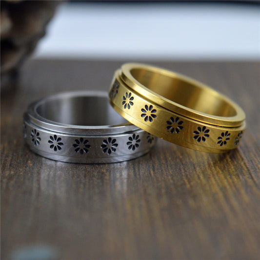 Stainless Steel Sunflower Ring Accessories Retro Trendy Personality Punk Jewelry for Everyday Wear Today Style