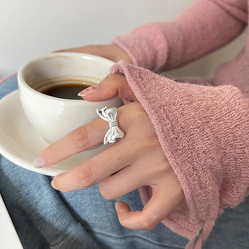 Womens Bow Ring Adjustable Copper Fashion Jewelry Gift