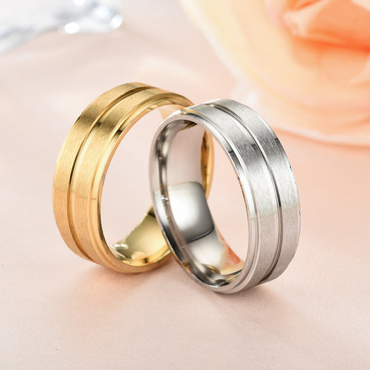 Men Stainless Steel Geometric Ring Black Matte Wide Band