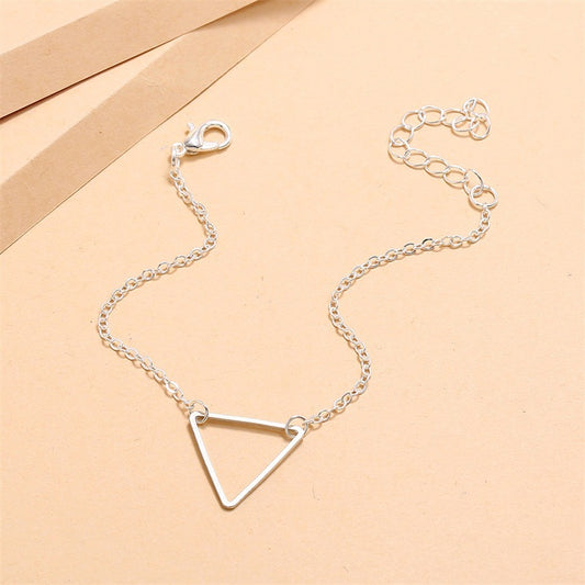 Womens Metal Triangle Bracelet Silver Tone Geometric Minimalist Design Jewelry For Women Everyday Wear Elegant
