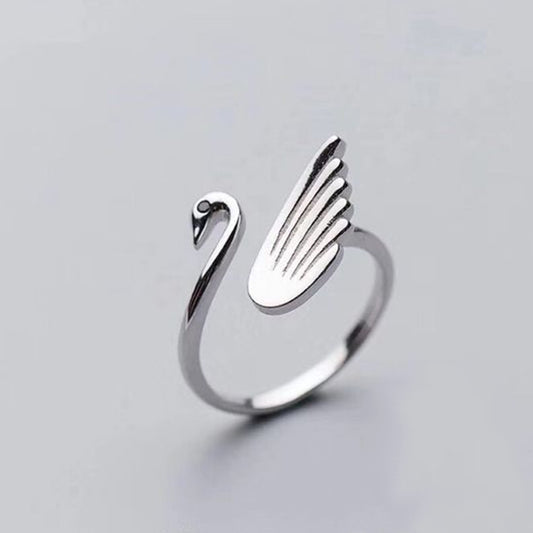Korean Style Cute Animal Sterling Silver Ring S925 Geometric Adjustable Womens Jewelry Delicate Everyday Wear Accessory