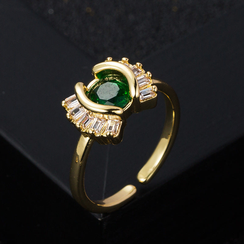 Gold Plated Zircon Ring Micro Set Geometric Design For Women Fashion Jewelry Durable Everyday Wear Versatile Glamour