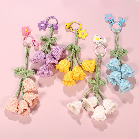 Handmade Crochet Lily Of The Valley Keychain Woolen Flower Accessory For Keys Bags And Home Decor Gift For Everyday Use