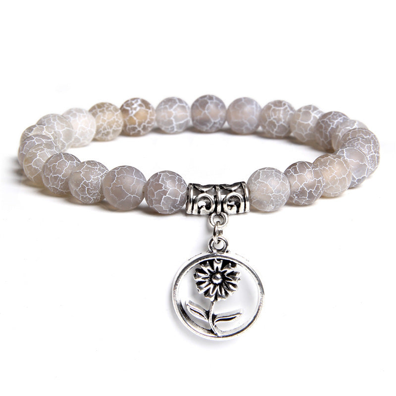 Unisex Agate Stone Bracelet Weathered Finish Floral Design Individually Packed For Personal Use Or Thoughtful Gift