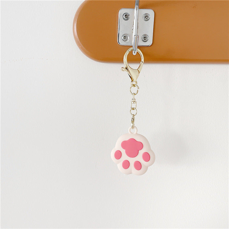 Cat Paw Keychain Silicone Case For Locator Anti Lost Cover With Hanging Ring Soft TPU Protection In Pink White Black