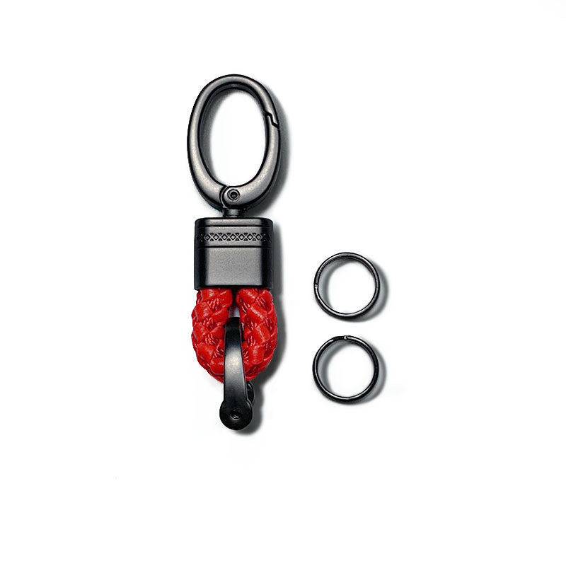 Mens Braided Rope Leather Keychain With Short Ring For Car Keys 8 Cm Length Durable Accessory Black Red Pink Gift