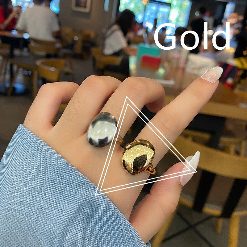 Womens Adjustable Ring Silver Electroplated Geometric Ring Glossy Finish Simple Ring All Match Niche Ring Design