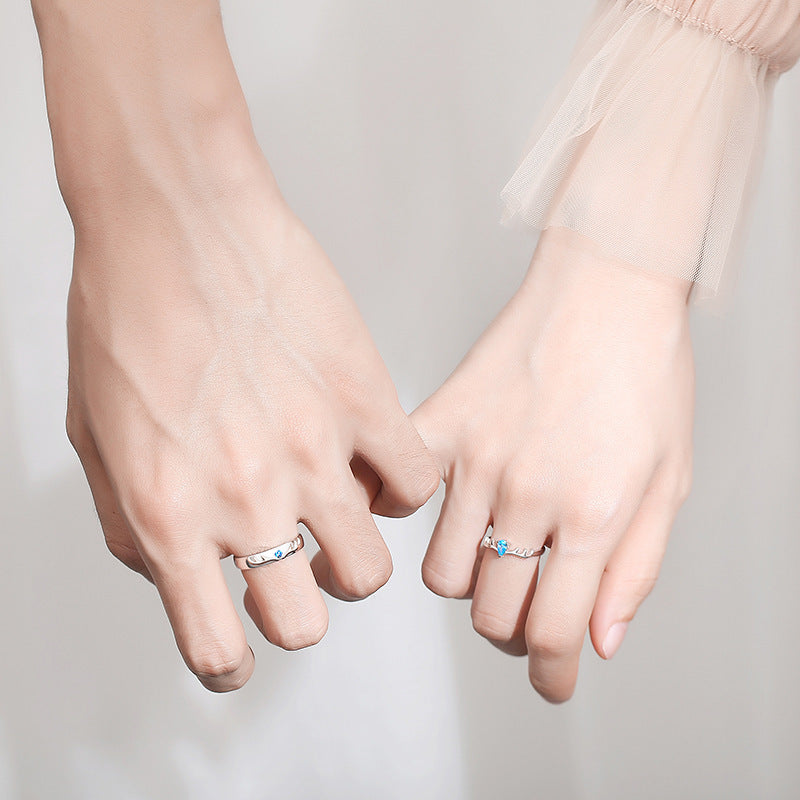 Couple Zodiac Rings for Women and Men Adjustable Opening with Micro Inlaid Zircon Stones 925 Silver Anniversary