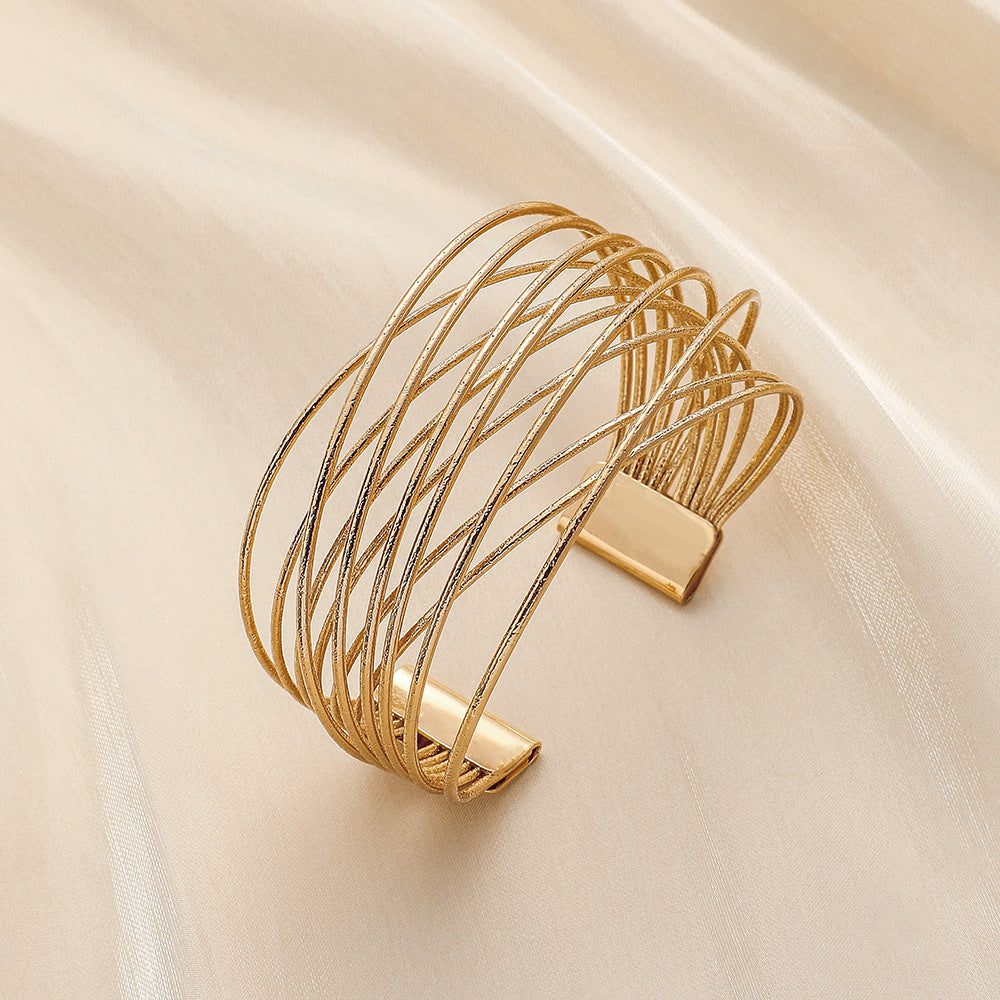 Womens Stainless Steel Mesh Bracelets Fashion Electroplated Metal Line Bangle Jewelry Gift Adjustable Everyday