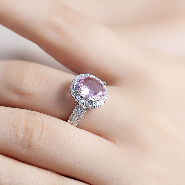 Women Ring Alloy With Zirconia Stone Simple Plated Fashion Jewelry Gift For Her Elegant Pink Ring Party Ring Statement