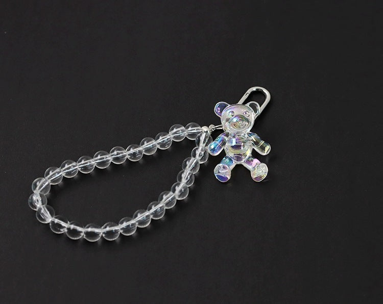 Acrylic Keychain Cartoon Bear or Butterfly Clear Charm with Durable Cotton Thread and Protective Case Key Ring