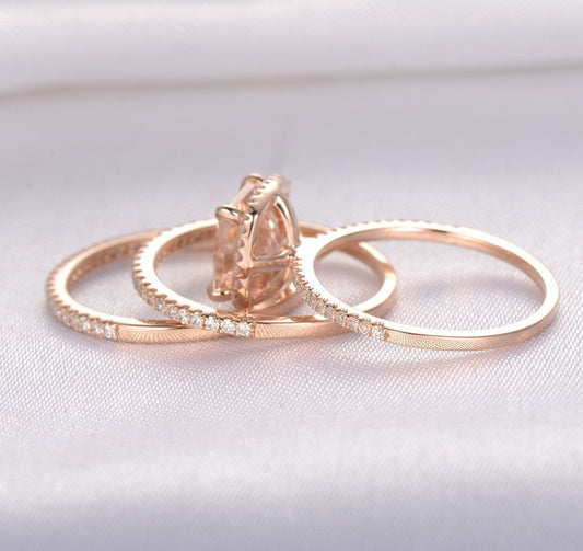 Womens Exquisite Luxury Square Diamond Ring Set Rose Gold Alloy Inlaid Artificial Gems Engagement Promise Jewelry