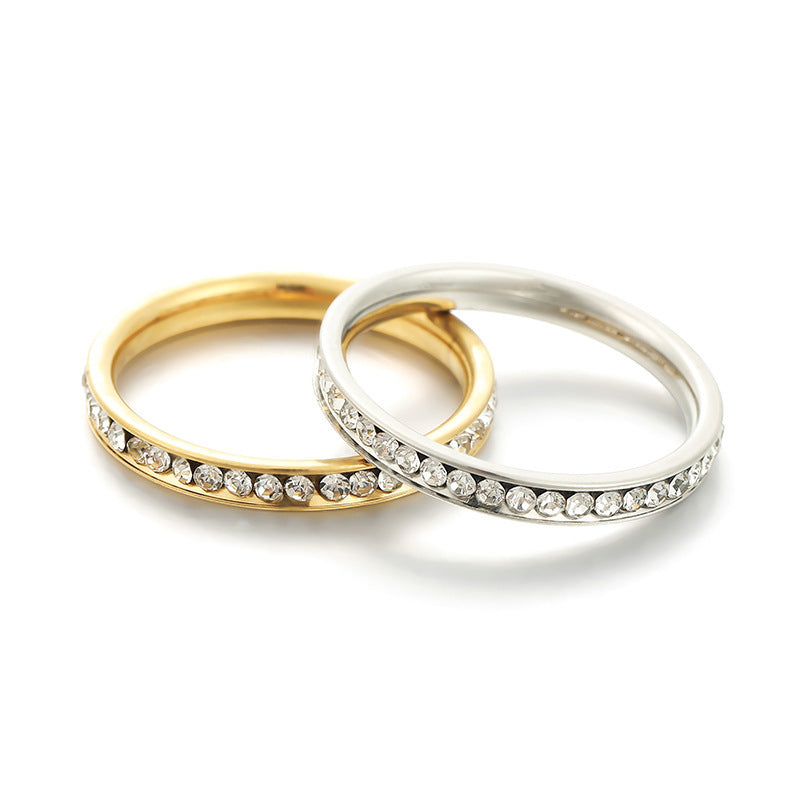 Titanium Steel Geometric Ring With Rhinestone Electroplated Gold And Steel Finish Band Ring For Men Durable Daily Wear