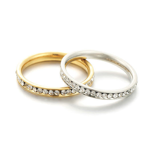 Titanium Steel Geometric Ring With Rhinestone Electroplated Gold And Steel Finish Band Ring For Men Durable Daily Wear