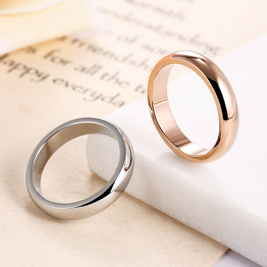 Titanium Steel Ring Glossy Electroplated Band For Couple Jewelry Rose Gold Tone Stunning Design For Couple Gift