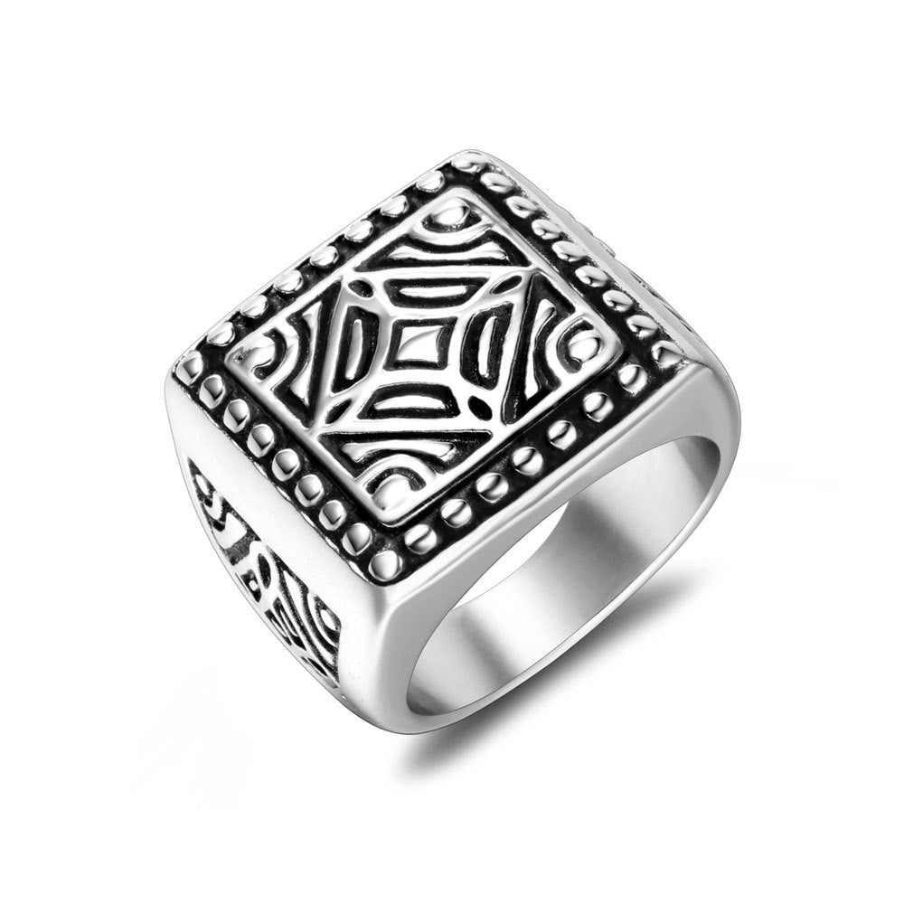 Personalized Mens Trendy Square Ring Titanium Steel Mesh Unisex Jewelry Sizes 8 9 10 11 12 13 Gift For Him Everyday