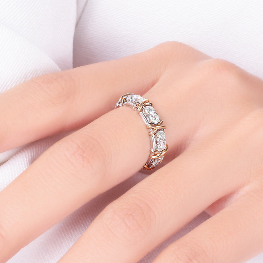 Gold Plated Zircon Ring Sepia Tone Fashion Jewelry Set