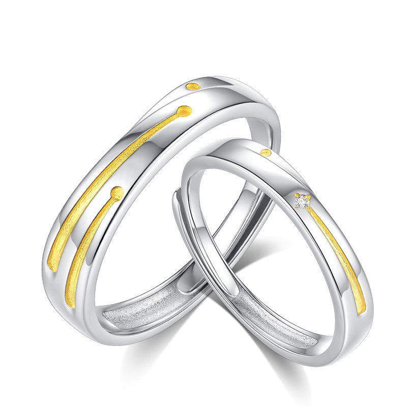 Couple Rings Adjustable Meteor Rings Fashion Zircon Copper Rings for Women and Men Gold Color Anniversary Gold