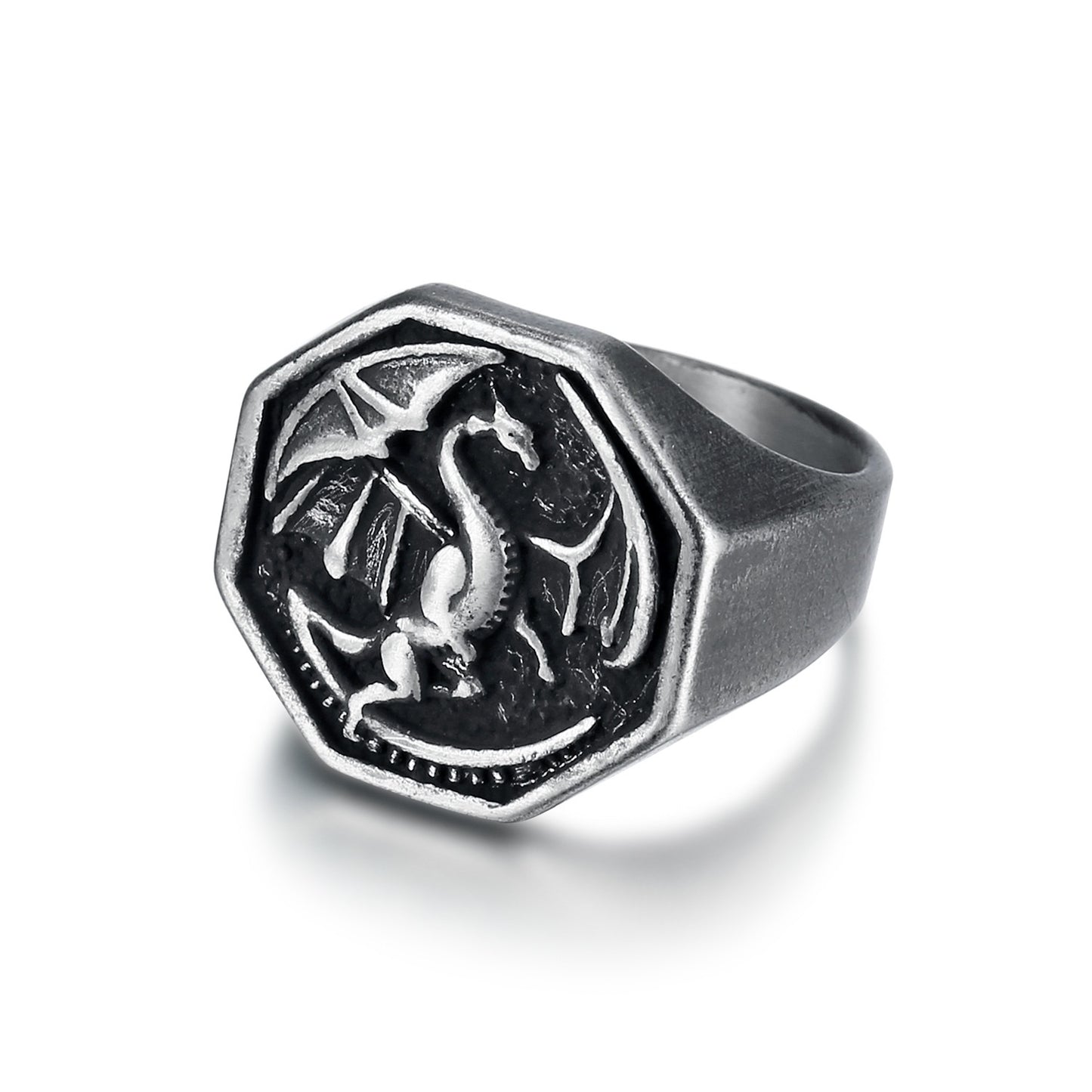 Unisex Dragon Ring Titanium Steel Animal Zodiac Biker Ring King Riding Seat Ring Motorcycle Jewelry for Men and Women Cool Ins Jewelry Gift