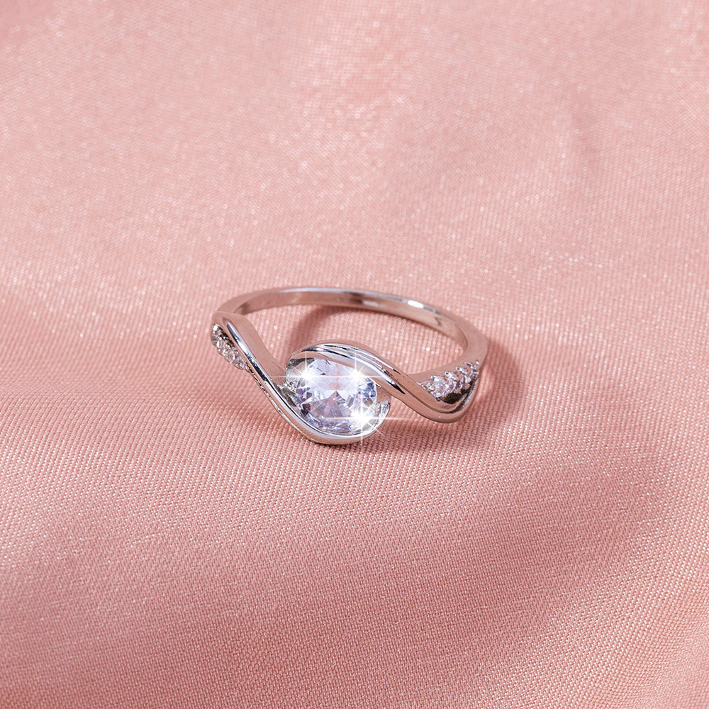 Womens Copper Ring Zircon Inlaid Adjustable European Fashion Jewelry All Match Light Luxury Everyday Chic Gift