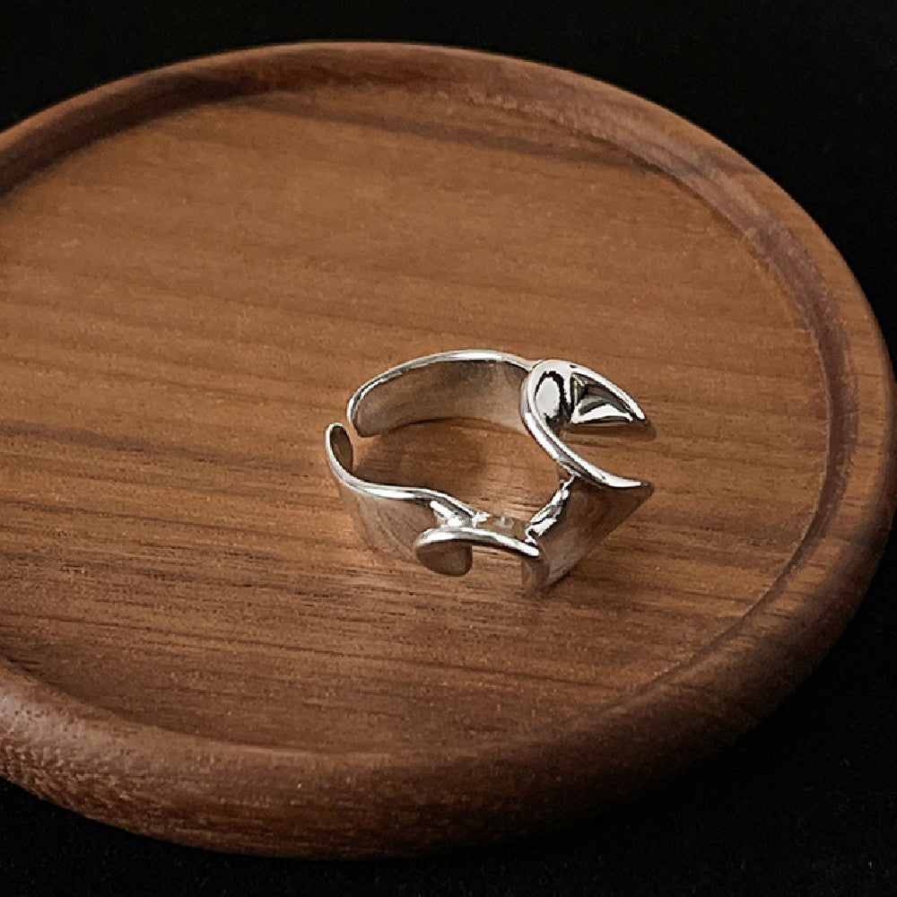 Womens Stylish Index Finger Ring Copper Geometric Design Adjustable Irregular Look Jewelry Everyday Accessory