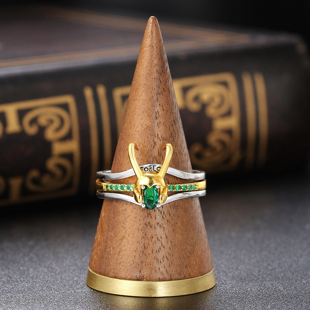 Women Three In One Ring Stackable Zircon Gold Plated Copper Geometric Fashion Jewelry Adjustable Modern Geometric Ring