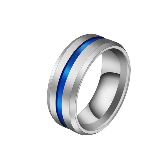 Unisex Stainless Steel Ring Geometric Two Tone Design Band 8mm Wide European Festival Gift For Everyday Styled