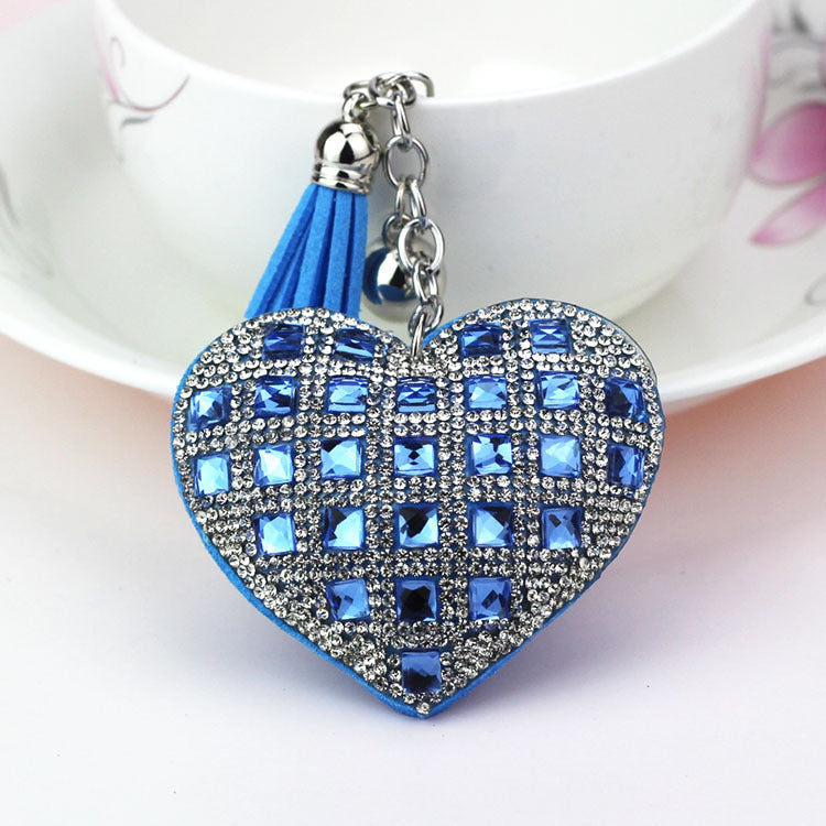 Pendant Keychain With Diamond Accent European Gift Korean Velvet Key Chain Blue Yellow Purple Pink Black Crystal