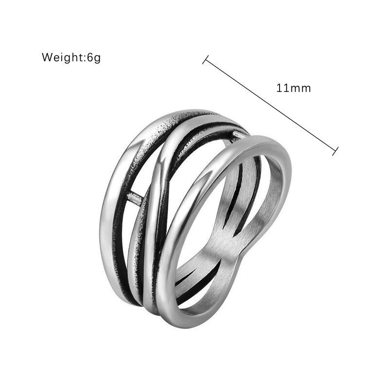 Personality Super Cool Fashion Irregular Line Titanium Steel Ring
