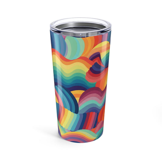 20 oz Stainless Steel Travel Tumbler With Double Wall Insulation Leak Proof Lid Printed Hot Cold Beverages BPA Free