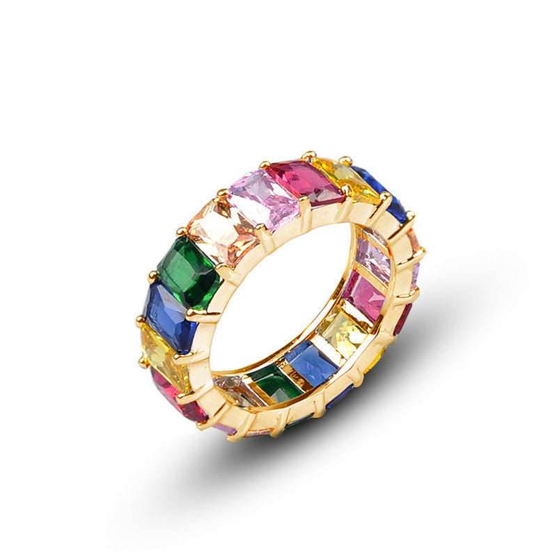 Square Geometric Diamond Accent Copper Ring for Weddings