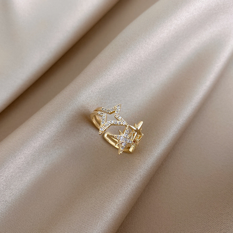 Zircon Pearl Ring With Crown Open Design And Star Accent For Elegant Japanese Korean Style Jewelry Elegant Gem