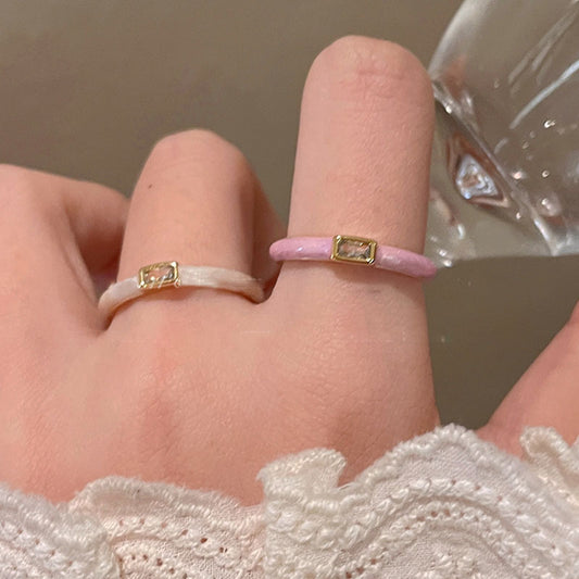 Womens Adjustable Copper Geometric Open Ring Glazed Finish